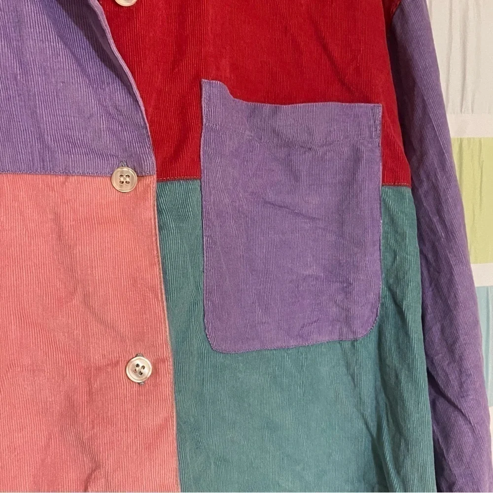 Vintage Eddie Bauer Color Block Corduroy Shacket Sz Medium